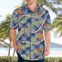 Navy Blue Palaka Hula Girls Seamless Hawaii Aloha Hawaiian Shirt LT7 - Polynesian Pride