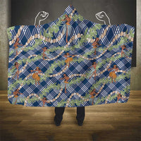 Navy Blue Palaka Hula Girls Seamless Hawaii Aloha Hooded Blanket - Polynesian Pride