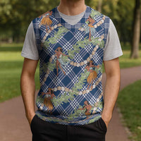 Navy Blue Palaka Hula Girls Seamless Hawaii Aloha Christmas Knitted V-Neck Vest - Polynesian Pride