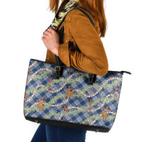 Navy Blue Palaka Hula Girls Seamless Hawaii Aloha Leather Tote Bag LT7 Navy Blue - Polynesian Pride