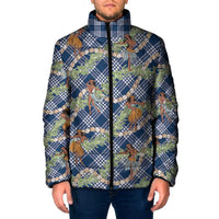 Navy Blue Palaka Hula Girls Seamless Hawaii Aloha Padded Jacket - Polynesian Pride