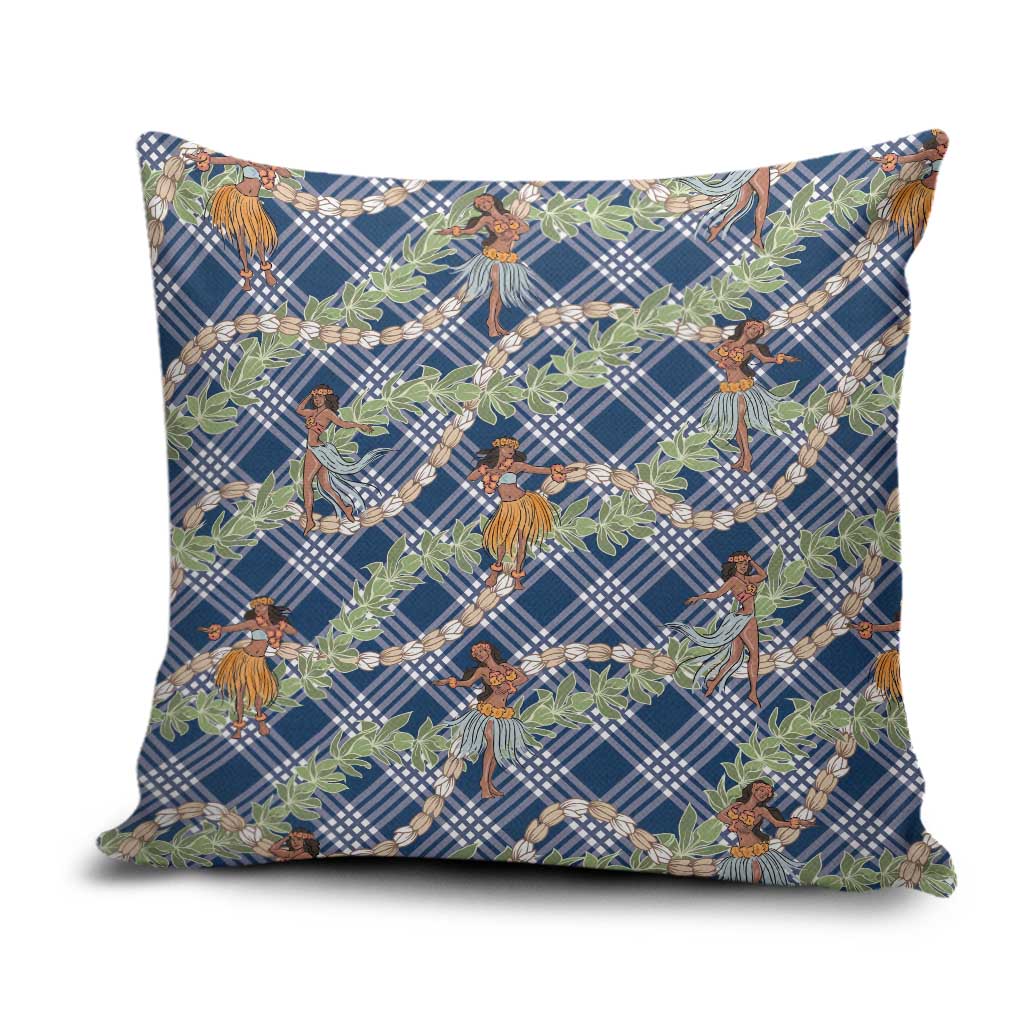 Navy Blue Palaka Hula Girls Seamless Hawaii Aloha Pillow Cover - Polynesian Pride