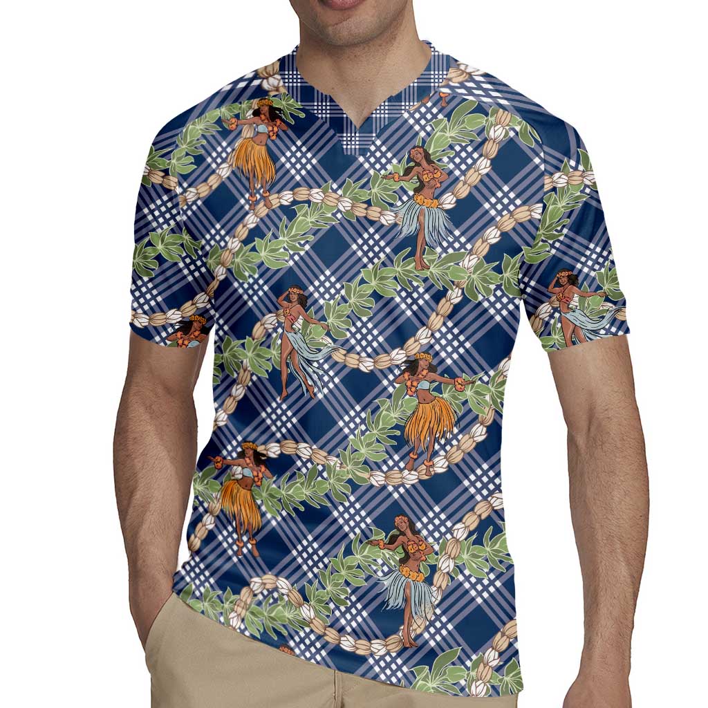 Navy Blue Palaka Hula Girls Seamless Hawaii Aloha Rugby Jersey - Polynesian Pride