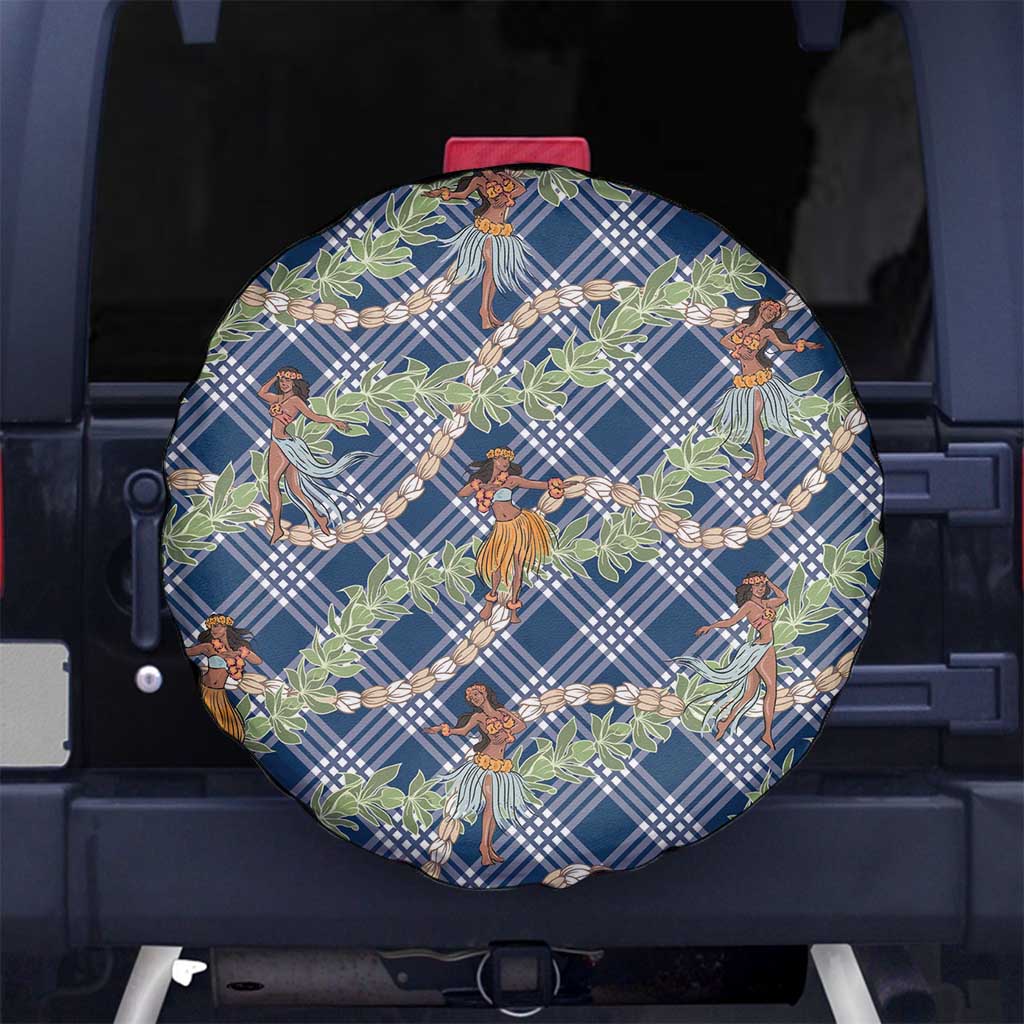 Navy Blue Palaka Hula Girls Seamless Hawaii Aloha Spare Tire Cover - Polynesian Pride