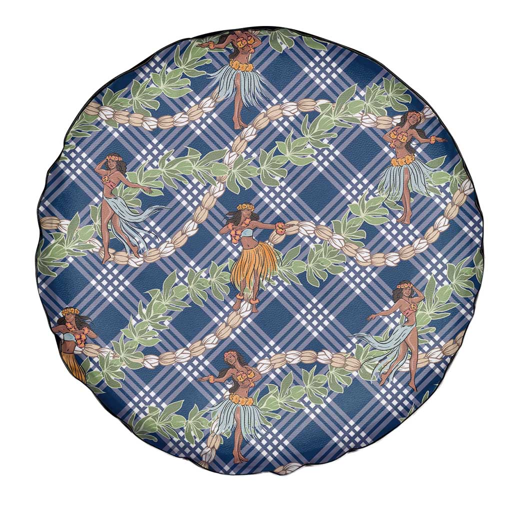 Navy Blue Palaka Hula Girls Seamless Hawaii Aloha Spare Tire Cover - Polynesian Pride