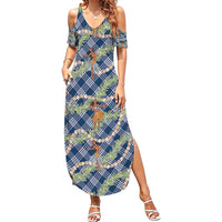 Navy Blue Palaka Hula Girls Seamless Hawaii Aloha Summer Maxi Dress - Polynesian Pride