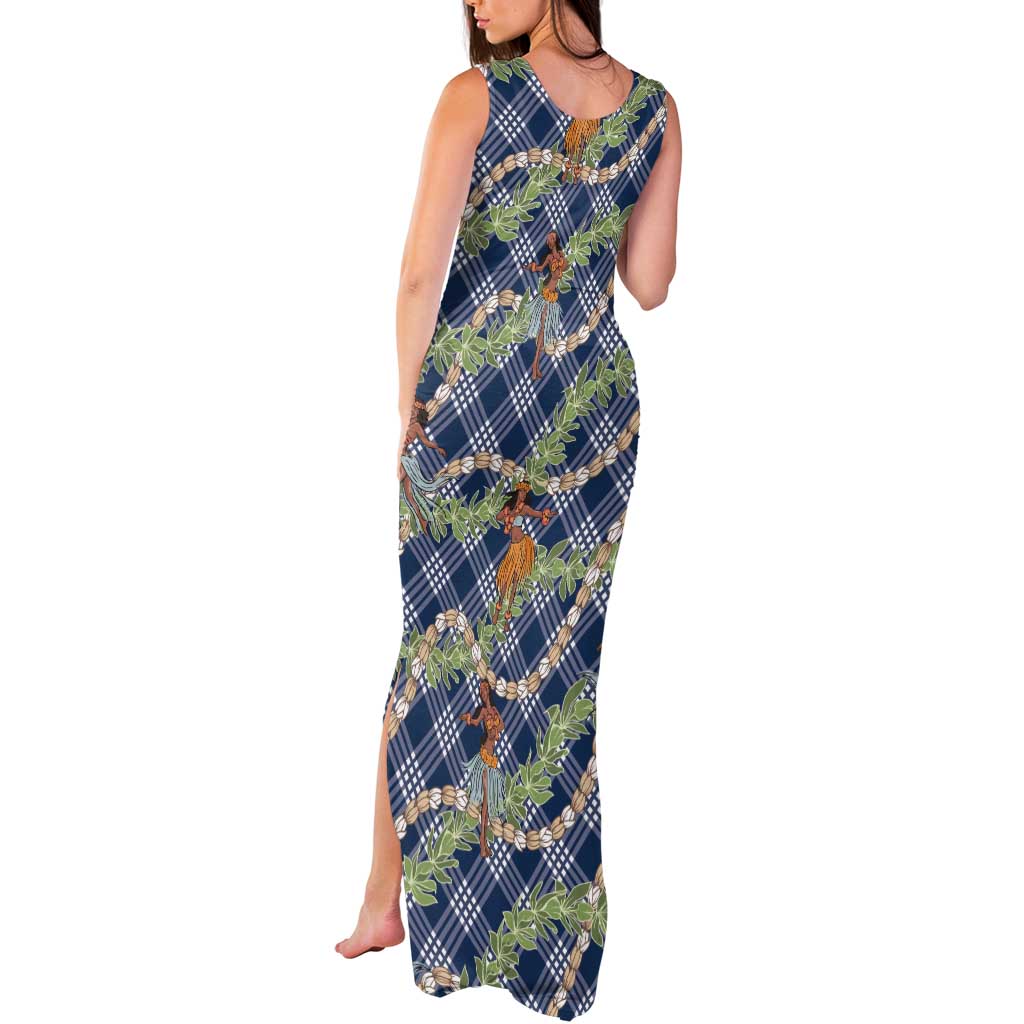Navy Blue Palaka Hula Girls Seamless Hawaii Aloha Tank Maxi Dress LT7 - Polynesian Pride