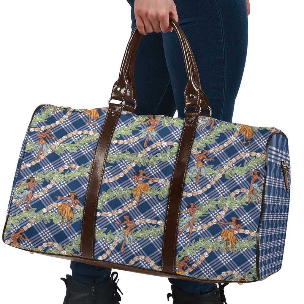 Navy Blue Palaka Hula Girls Seamless Hawaii Aloha Travel Bag - Polynesian Pride