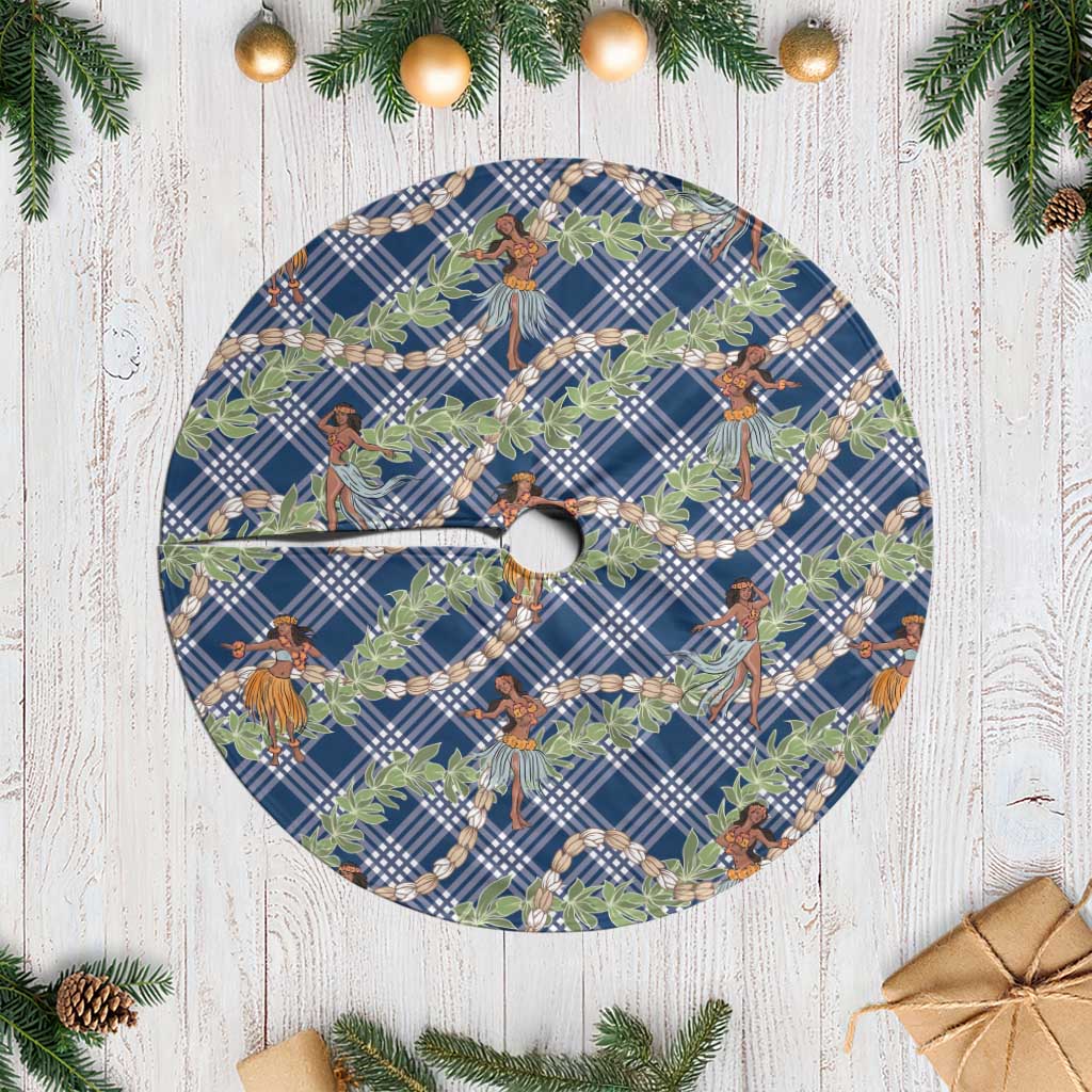 Navy Blue Palaka Hula Girls Seamless Hawaii Aloha Tree Skirt LT7 Casual Navy Blue - Polynesian Pride