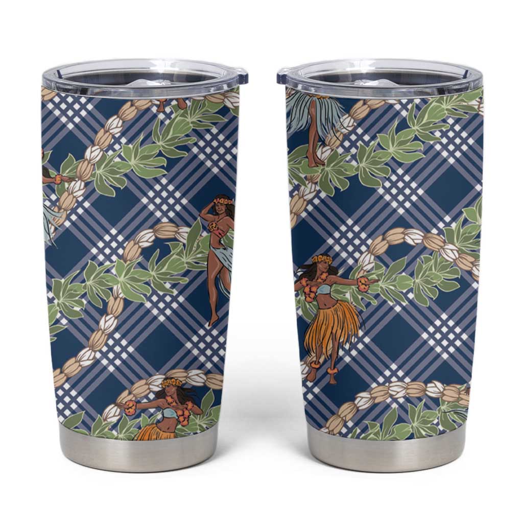 Navy Blue Palaka Hula Girls Seamless Hawaii Aloha Tumbler Cup - Polynesian Pride