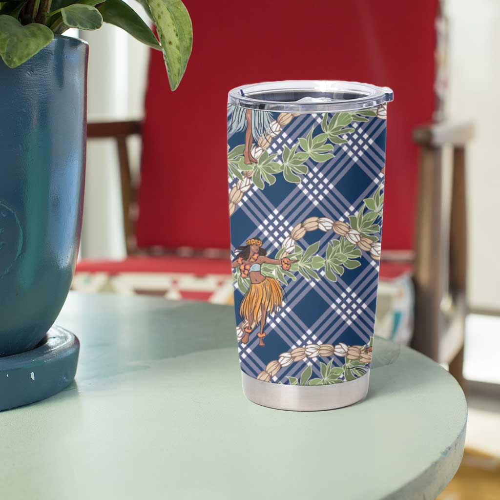 Navy Blue Palaka Hula Girls Seamless Hawaii Aloha Tumbler Cup LT7 - Polynesian Pride