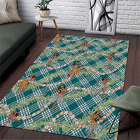 Teal Palaka Hula Girls Seamless Hawaii Aloha Area Rug - Polynesian Pride