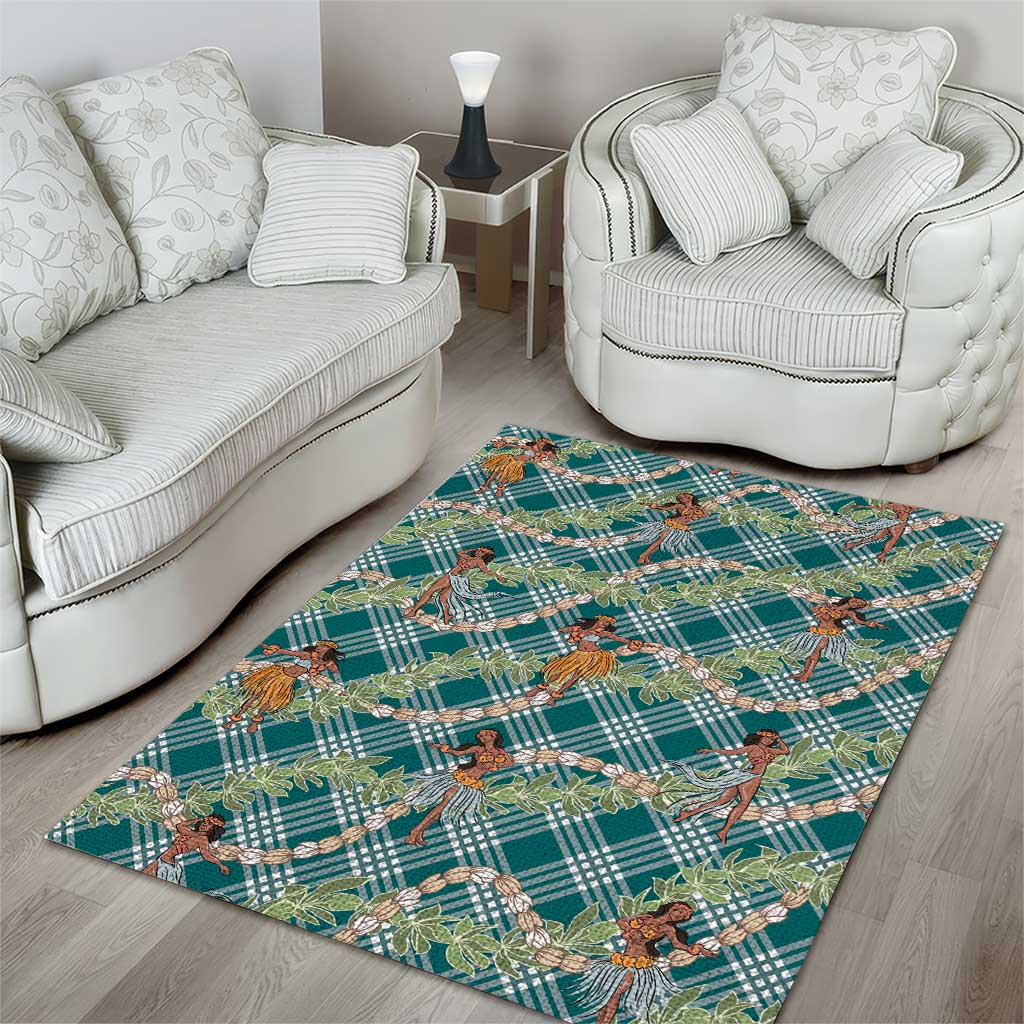 Teal Palaka Hula Girls Seamless Hawaii Aloha Area Rug - Polynesian Pride