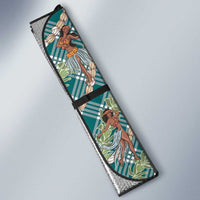 Teal Palaka Hula Girls Seamless Hawaii Aloha Auto Sun Shade - Polynesian Pride