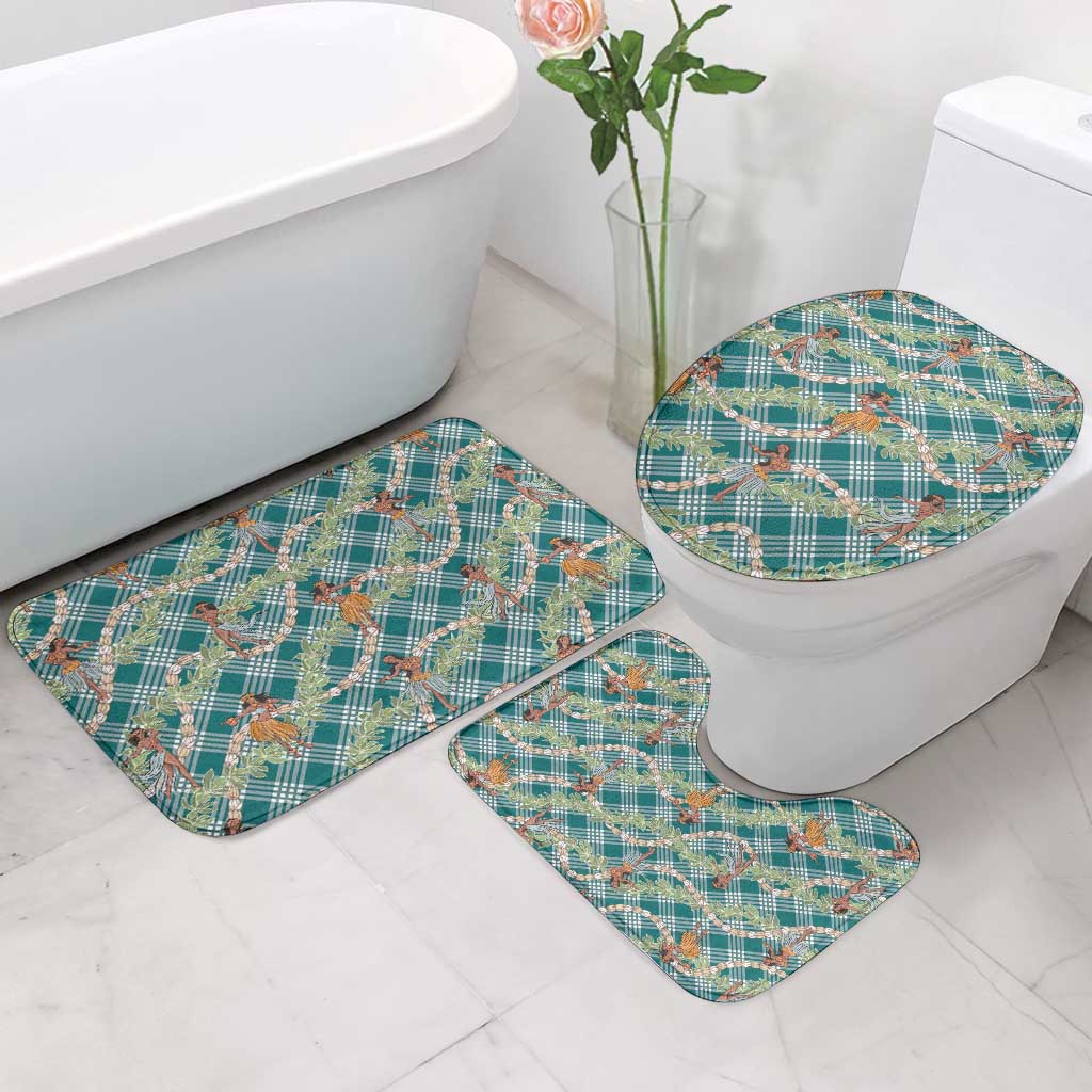 Teal Palaka Hula Girls Seamless Hawaii Aloha Bathroom Set - Polynesian Pride