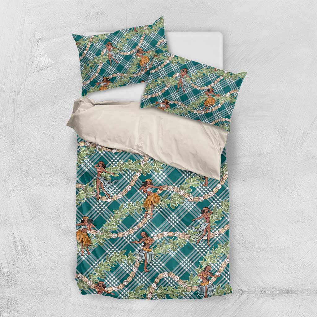 Teal Palaka Hula Girls Seamless Hawaii Aloha Bedding Set - Polynesian Pride