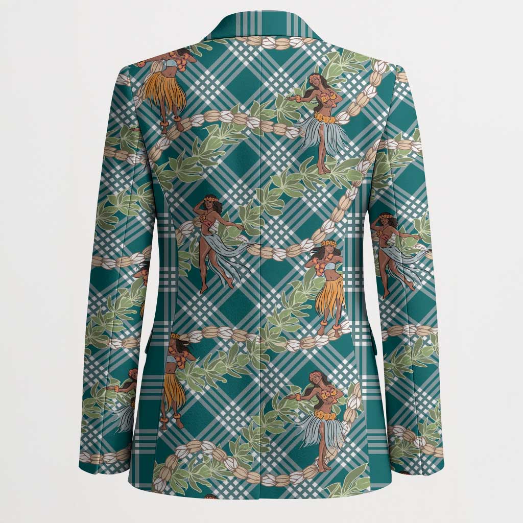 Teal Palaka Hula Girls Seamless Hawaii Aloha Blazer - Polynesian Pride