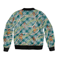 Teal Palaka Hula Girls Seamless Hawaii Aloha Bomber Jacket - Polynesian Pride