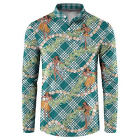 Teal Palaka Hula Girls Seamless Hawaii Aloha Button Sweatshirt - Polynesian Pride