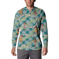 Teal Palaka Hula Girls Seamless Hawaii Aloha Button Sweatshirt - Polynesian Pride