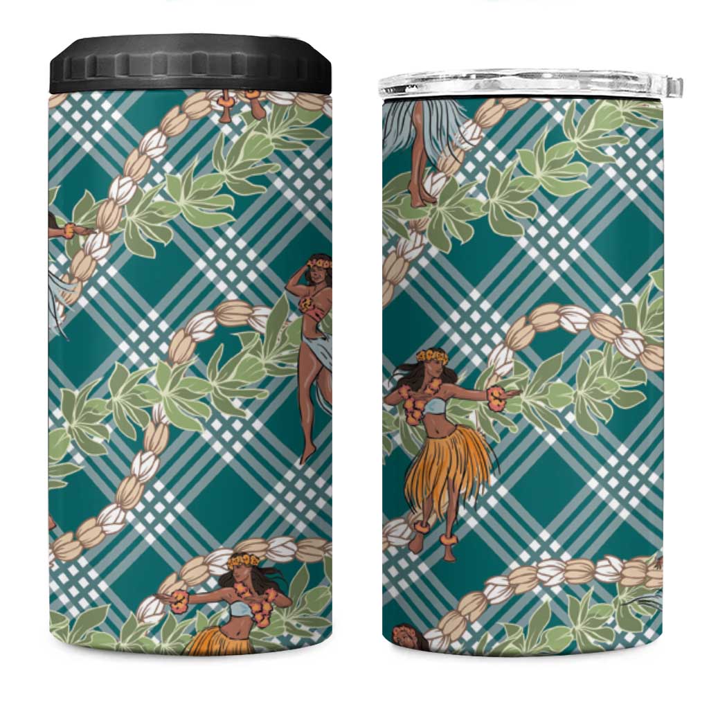 Teal Palaka Hula Girls Seamless Hawaii Aloha 4 in 1 Can Cooler Tumbler LT7 One Size: 16 oz Teal - Polynesian Pride
