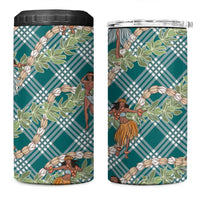 Teal Palaka Hula Girls Seamless Hawaii Aloha 4 in 1 Can Cooler Tumbler LT7 One Size: 16 oz Teal - Polynesian Pride