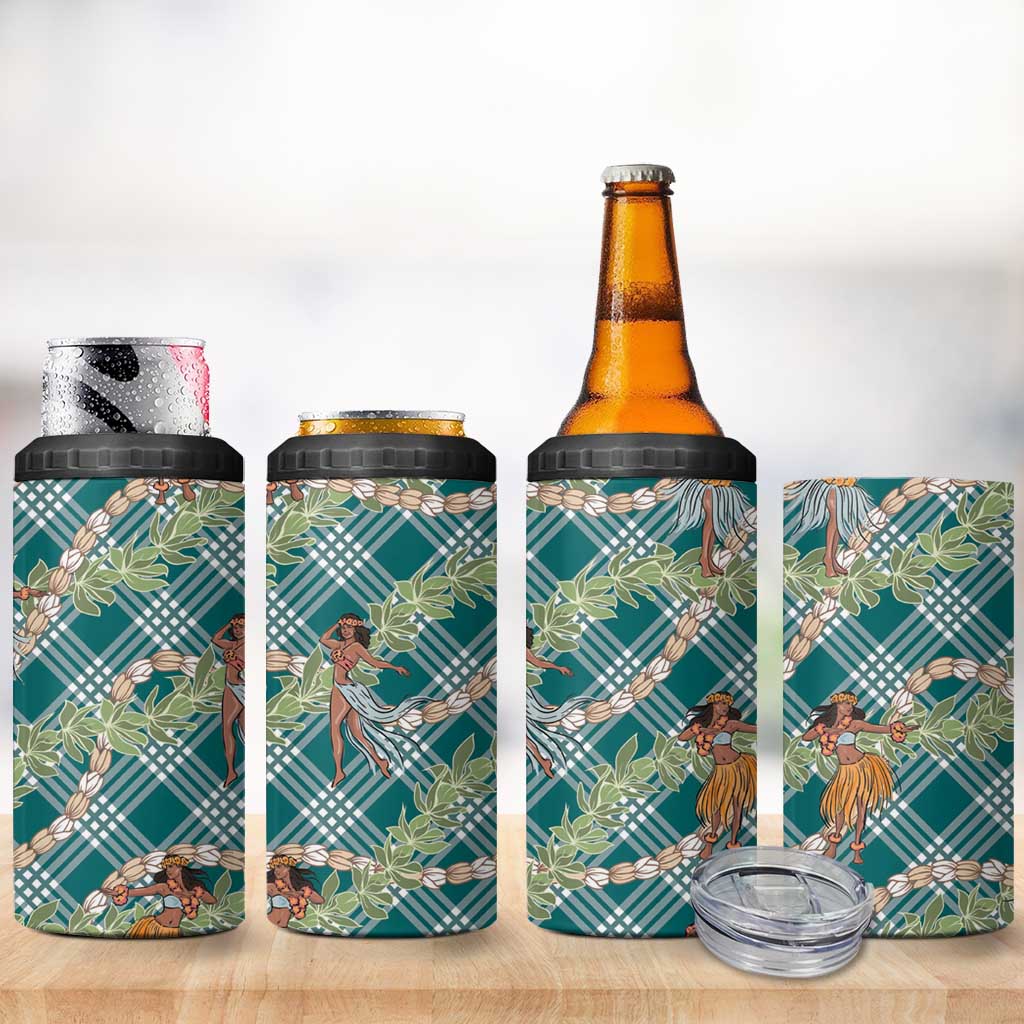 Teal Palaka Hula Girls Seamless Hawaii Aloha 4 in 1 Can Cooler Tumbler LT7 - Polynesian Pride