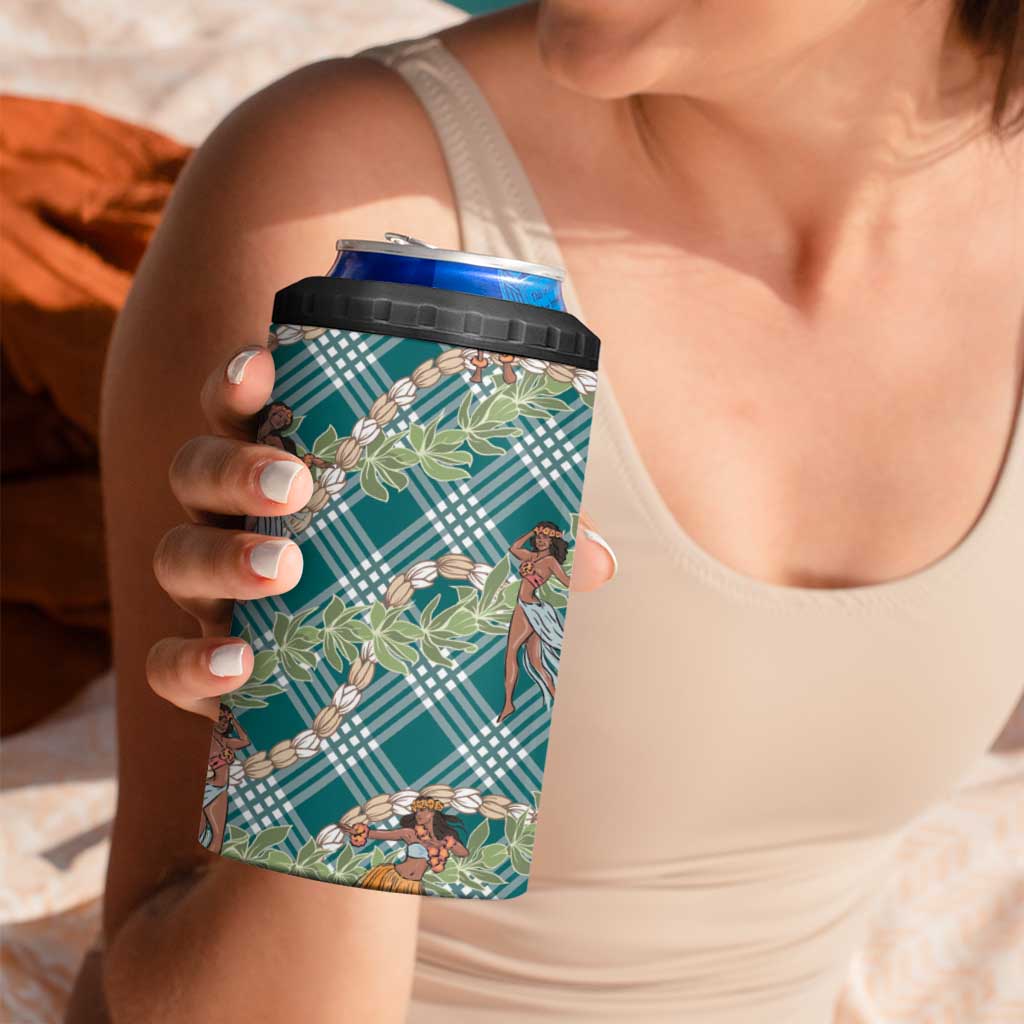 Teal Palaka Hula Girls Seamless Hawaii Aloha 4 in 1 Can Cooler Tumbler LT7 - Polynesian Pride