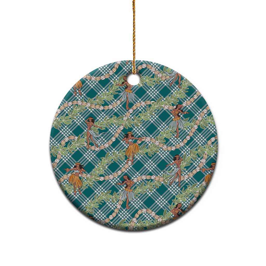 Teal Palaka Hula Girls Seamless Hawaii Aloha Ceramic Ornament - Polynesian Pride