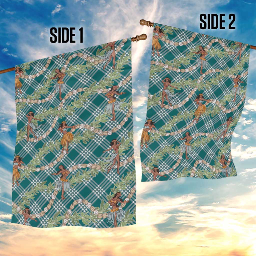 Teal Palaka Hula Girls Seamless Hawaii Aloha Garden Flag - Polynesian Pride