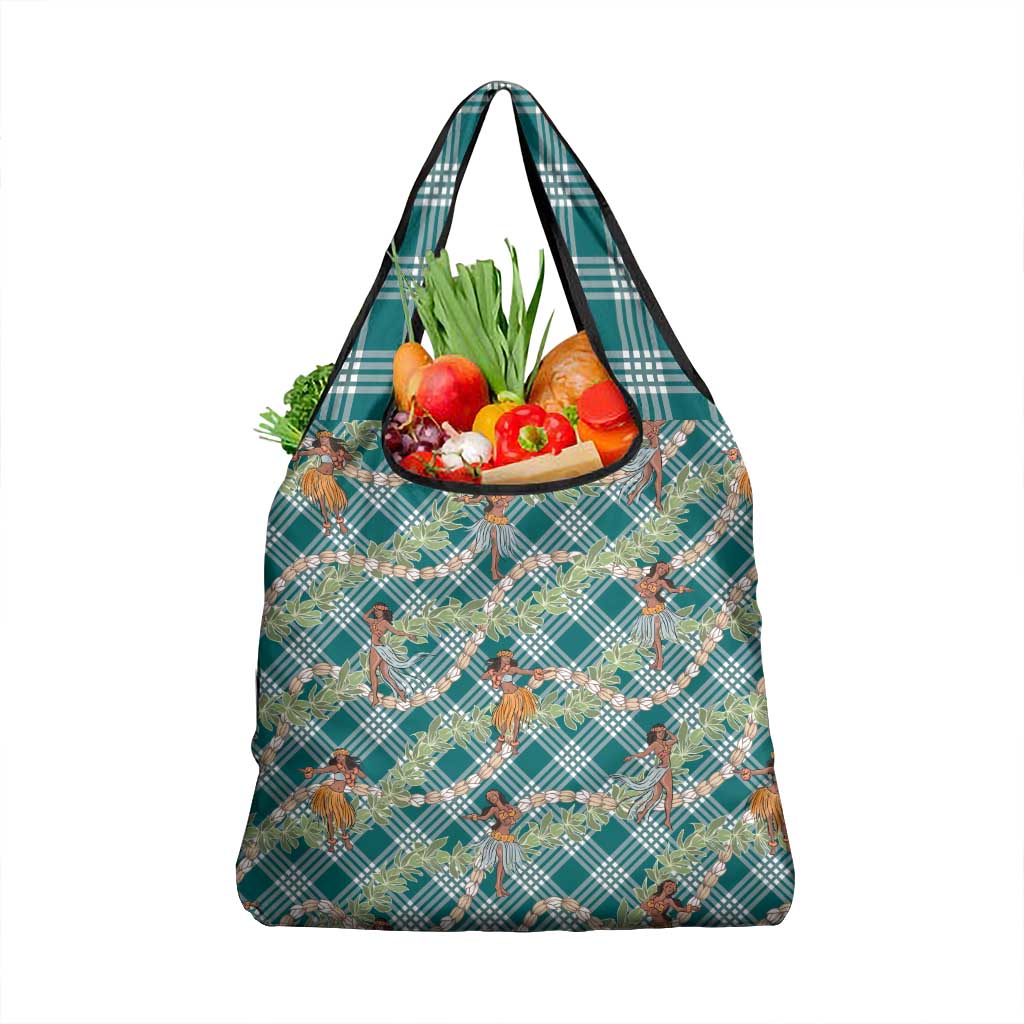 Teal Palaka Hula Girls Seamless Hawaii Aloha Grocery Bag - Polynesian Pride
