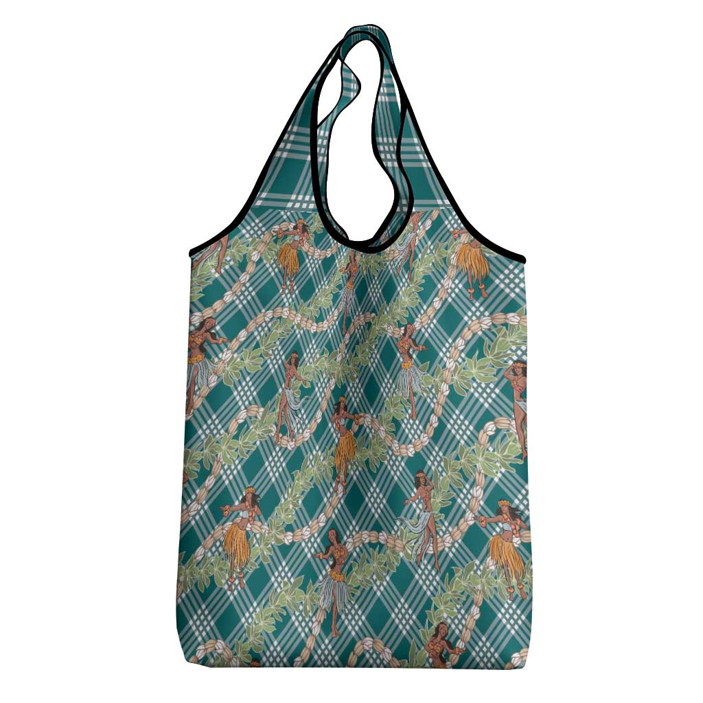 Teal Palaka Hula Girls Seamless Hawaii Aloha Grocery Bag - Polynesian Pride