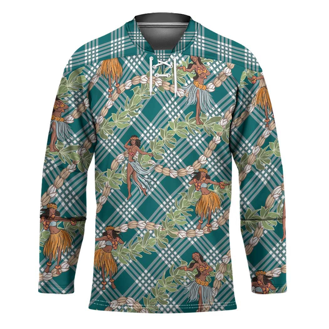 Teal Palaka Hula Girls Seamless Hawaii Aloha Hockey Jersey - Polynesian Pride