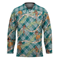 Teal Palaka Hula Girls Seamless Hawaii Aloha Hockey Jersey - Polynesian Pride