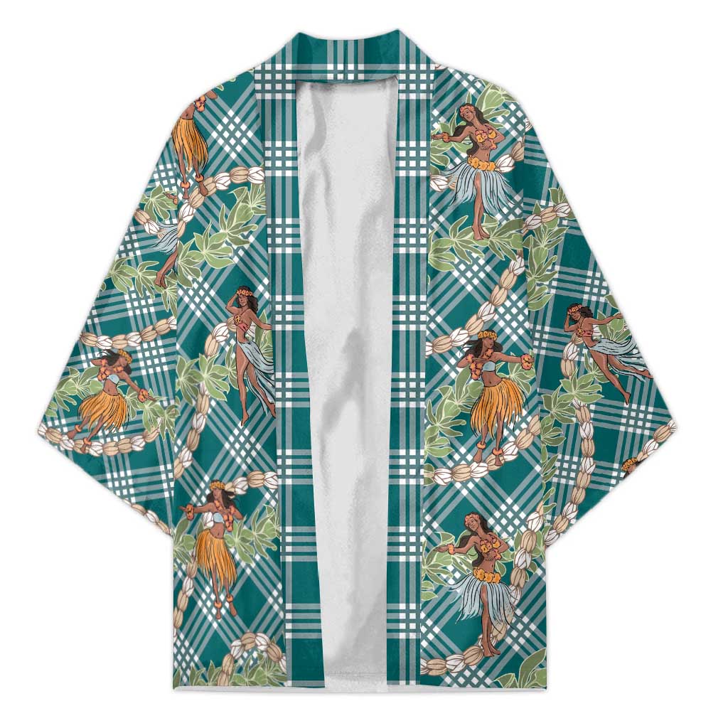 Teal Palaka Hula Girls Seamless Hawaii Aloha Kimono - Polynesian Pride