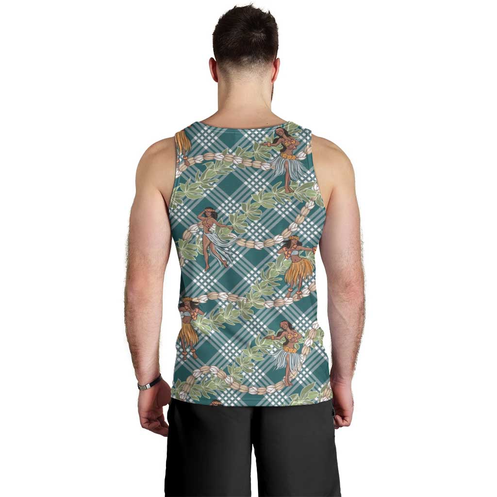 Teal Palaka Hula Girls Seamless Hawaii Aloha Men Tank Top LT7 - Polynesian Pride