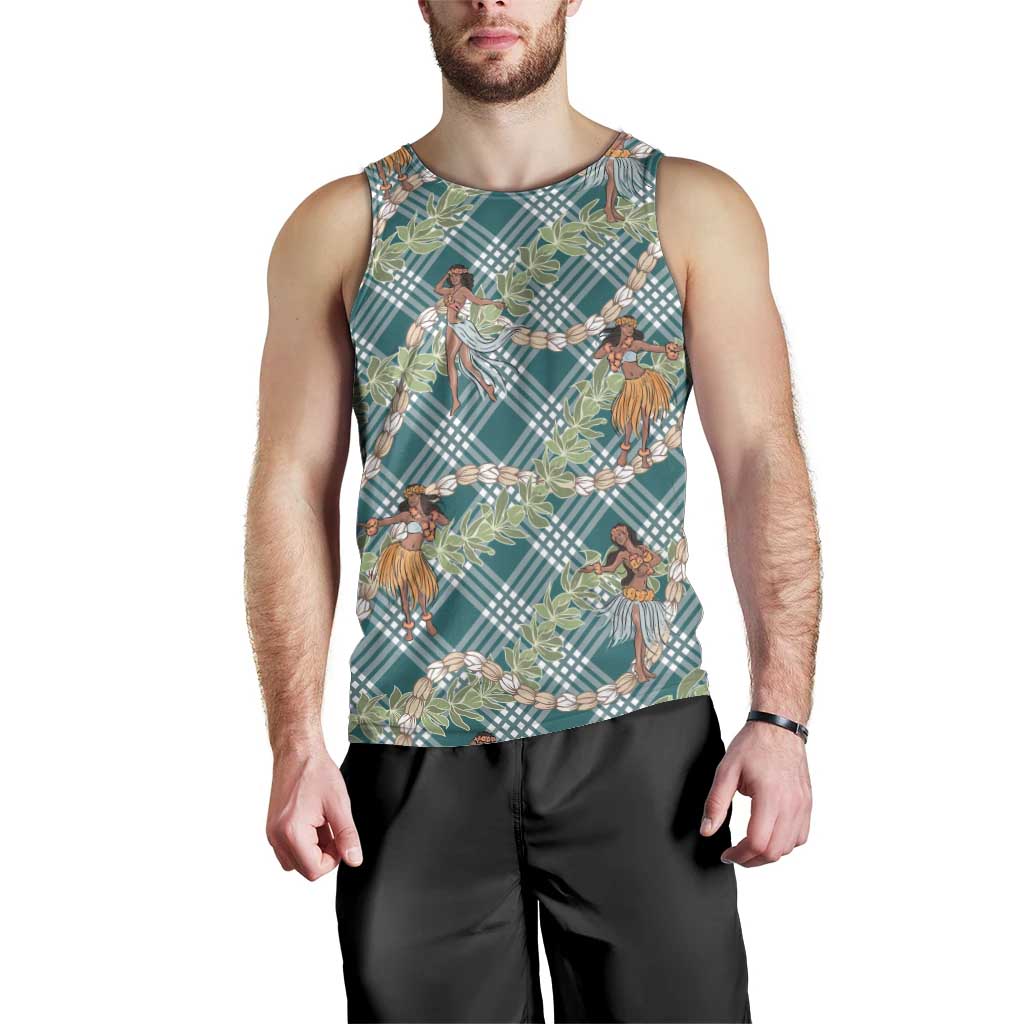 Teal Palaka Hula Girls Seamless Hawaii Aloha Men Tank Top LT7 - Polynesian Pride