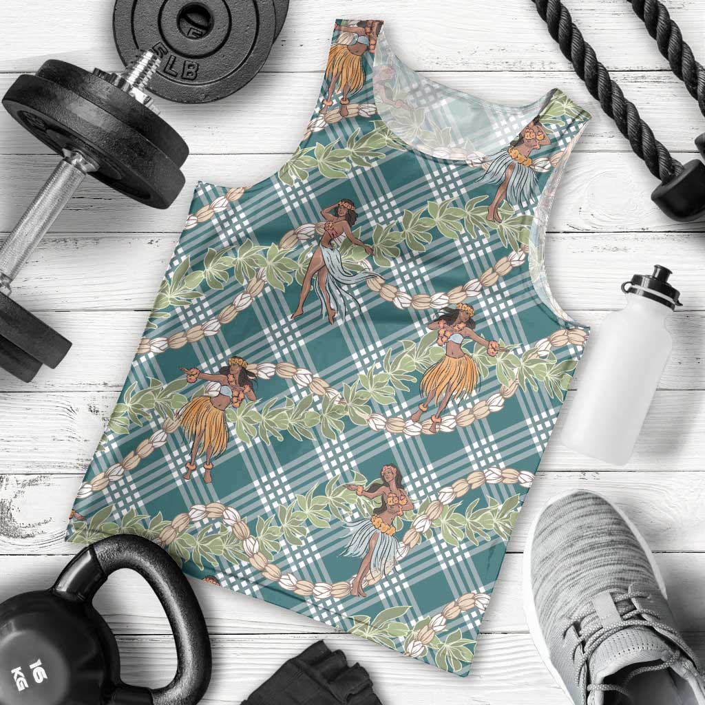 Teal Palaka Hula Girls Seamless Hawaii Aloha Men Tank Top LT7 - Polynesian Pride