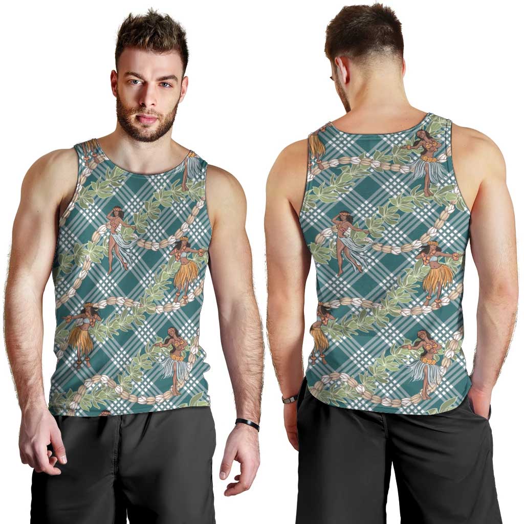 Teal Palaka Hula Girls Seamless Hawaii Aloha Men Tank Top LT7 - Polynesian Pride