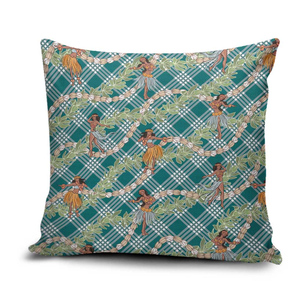Teal Palaka Hula Girls Seamless Hawaii Aloha Pillow Cover - Polynesian Pride