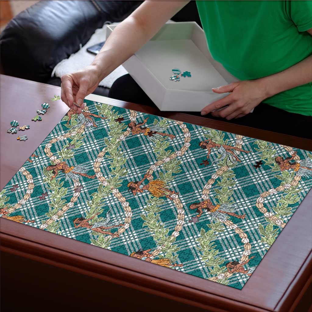 Teal Palaka Hula Girls Seamless Hawaii Aloha Puzzle - Polynesian Pride