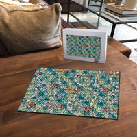 Teal Palaka Hula Girls Seamless Hawaii Aloha Puzzle - Polynesian Pride