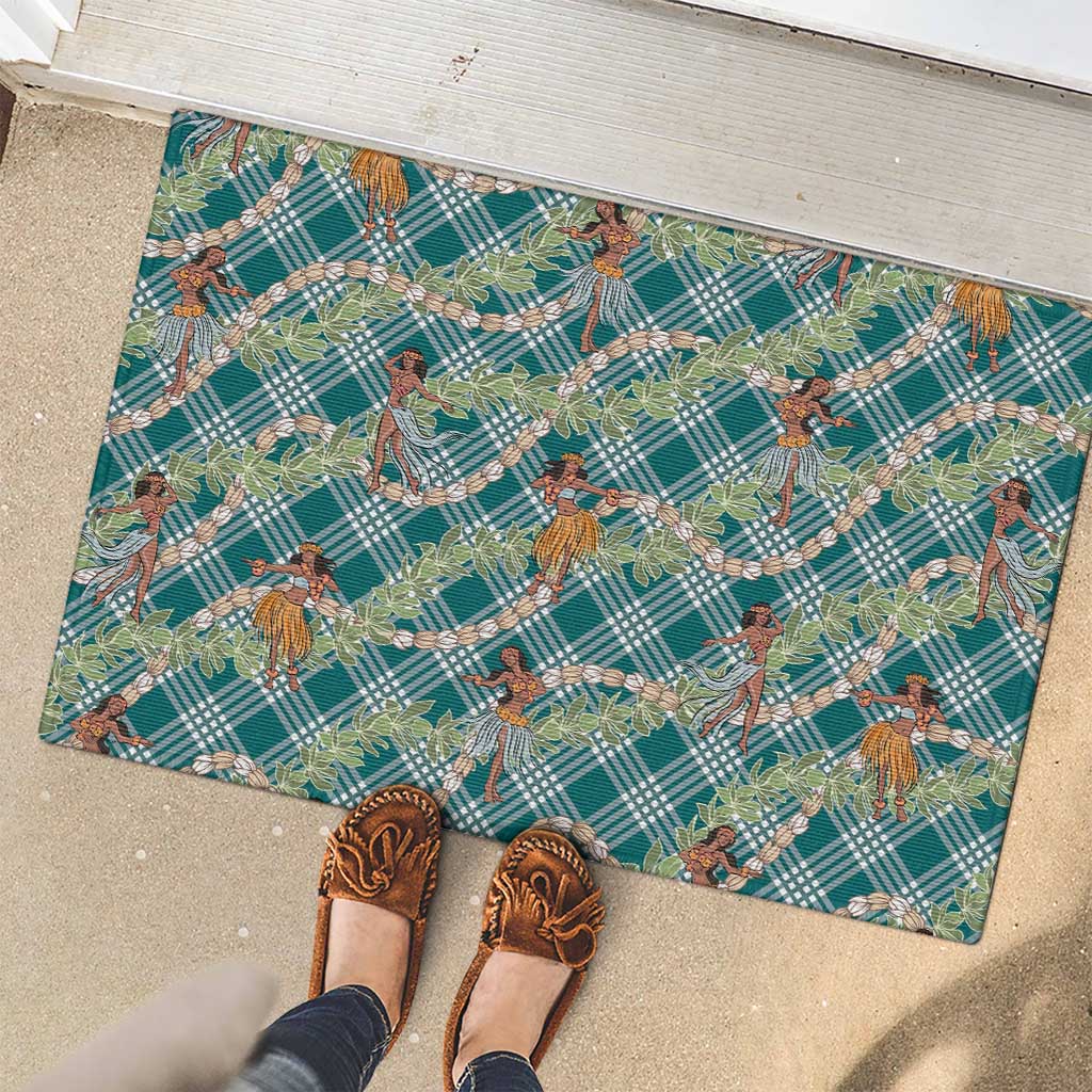 Teal Palaka Hula Girls Seamless Hawaii Aloha Rubber Doormat LT7 - Polynesian Pride