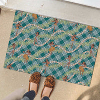 Teal Palaka Hula Girls Seamless Hawaii Aloha Rubber Doormat LT7 - Polynesian Pride