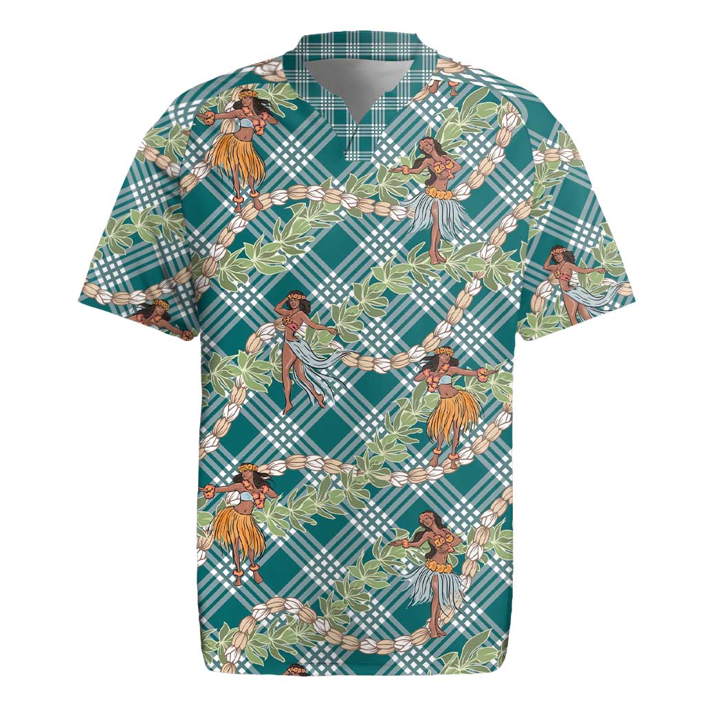 Teal Palaka Hula Girls Seamless Hawaii Aloha Rugby Jersey - Polynesian Pride