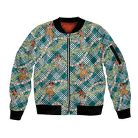 Teal Palaka Hula Girls Seamless Hawaii Aloha Sleeve Zip Bomber Jacket - Polynesian Pride