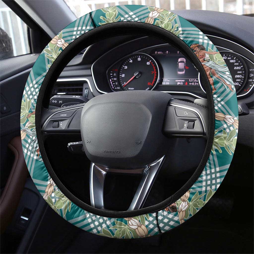 Teal Palaka Hula Girls Seamless Hawaii Aloha Steering Wheel Cover - Polynesian Pride
