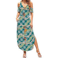 Teal Palaka Hula Girls Seamless Hawaii Aloha Summer Maxi Dress - Polynesian Pride