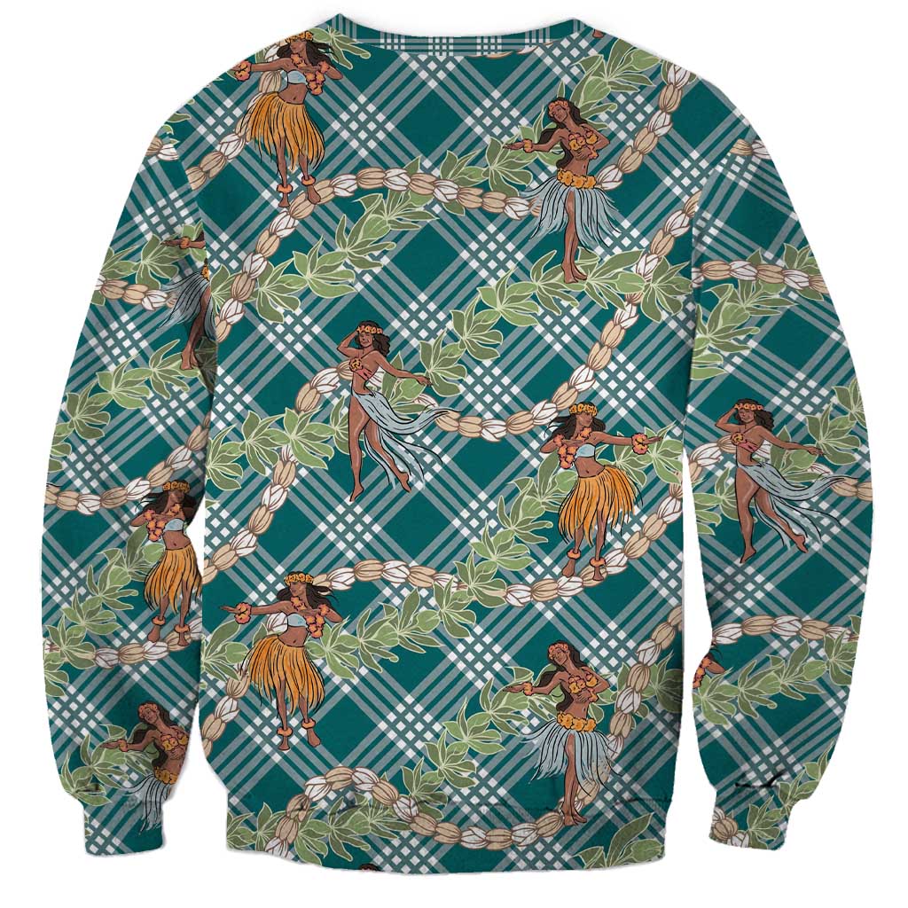 Teal Palaka Hula Girls Seamless Hawaii Aloha Sweatshirt - Polynesian Pride