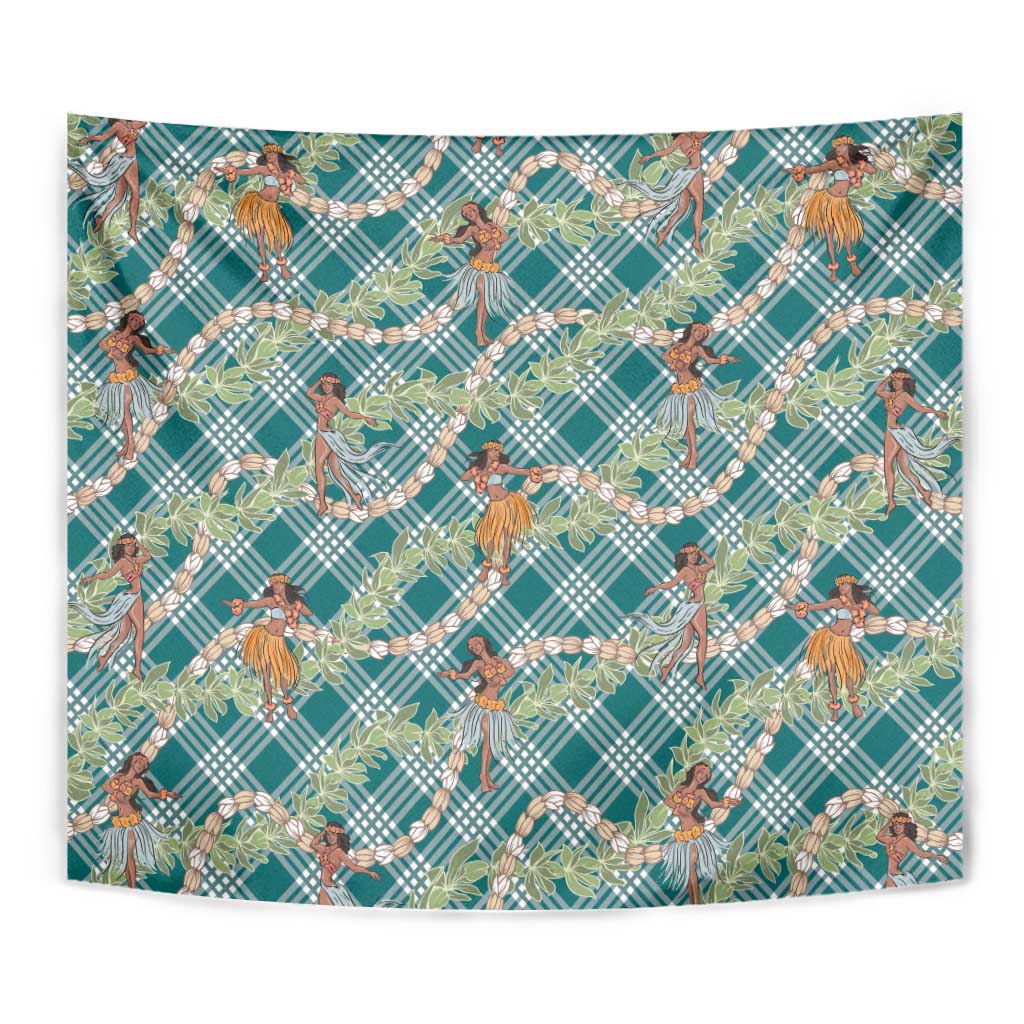 Teal Palaka Hula Girls Seamless Hawaii Aloha Tapestry - Polynesian Pride
